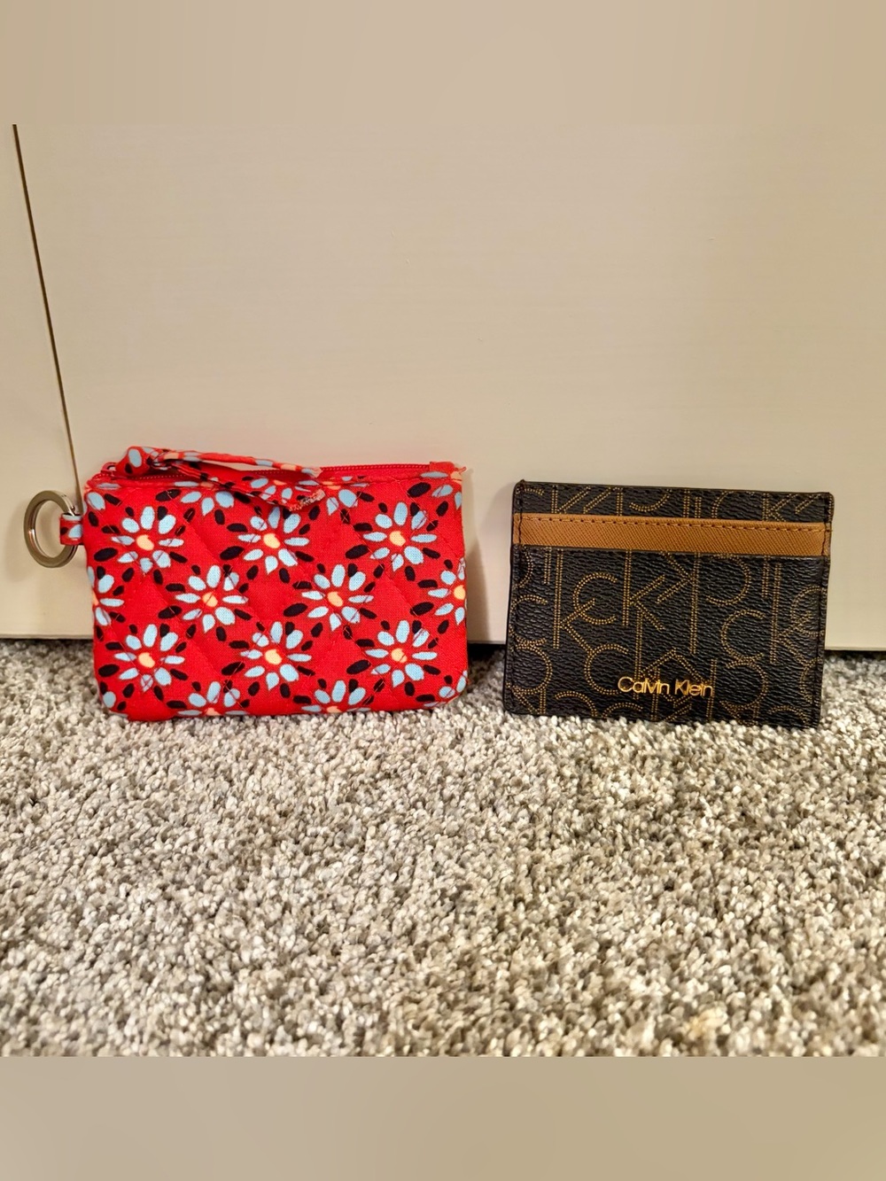 Vera Bradley Red Floral Wristlet Pouch & Calvin Klein Two-Tone Brown Card Holder
